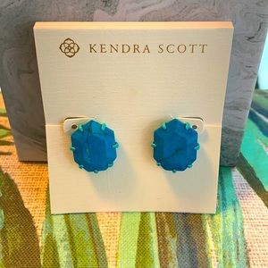 Kendra Scott Aqua Morgan Stud Earrings VVEUC w/ Dustbag and Card